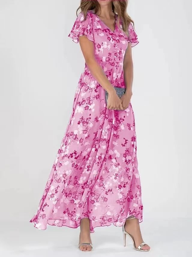 Robe d'Été Fleurie à Manches Courtes