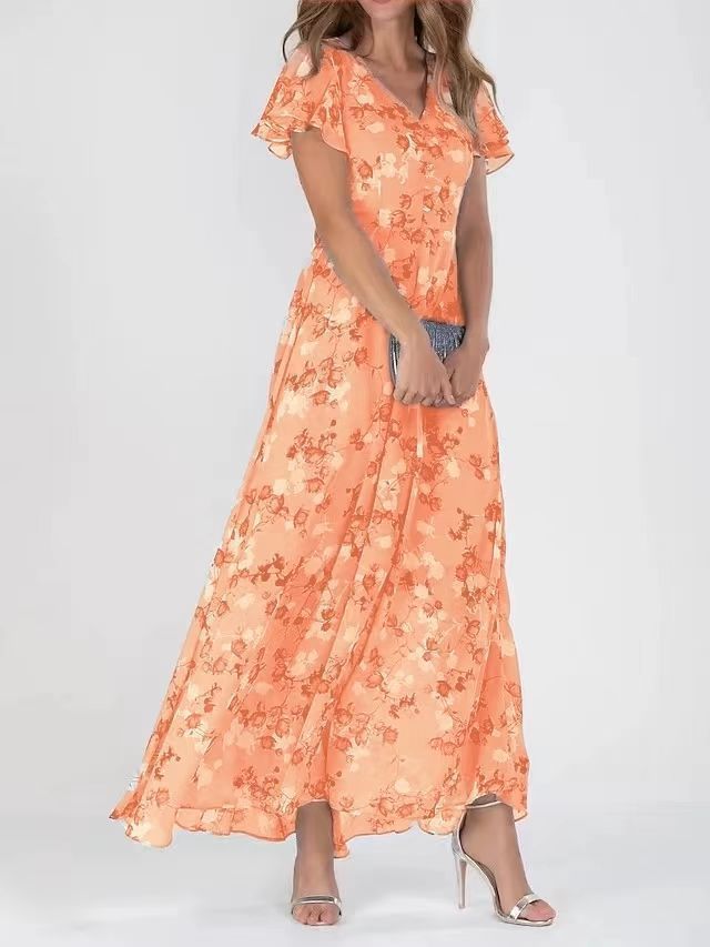 Robe d'Été Fleurie à Manches Courtes