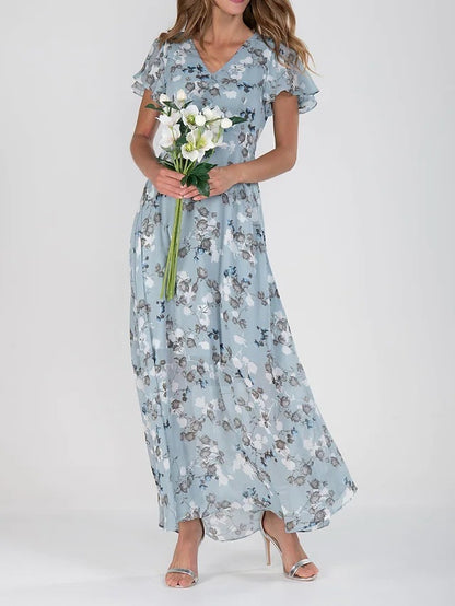 Robe d'Été Fleurie à Manches Courtes